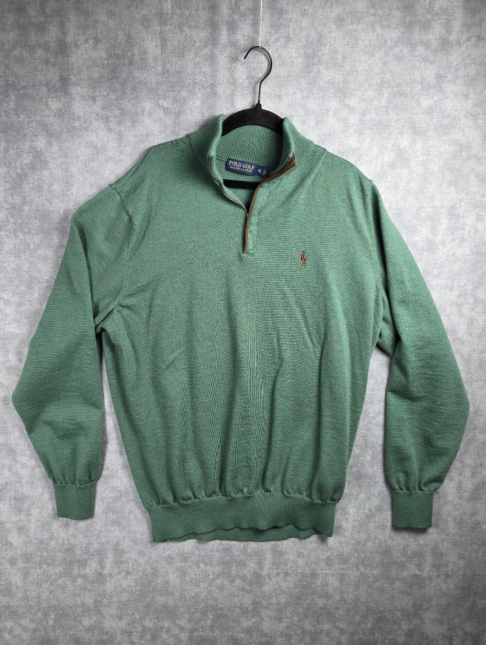 Polo Golf Ralph Lauren 100% Merino Wool Quarter Zip Sweater Green XL